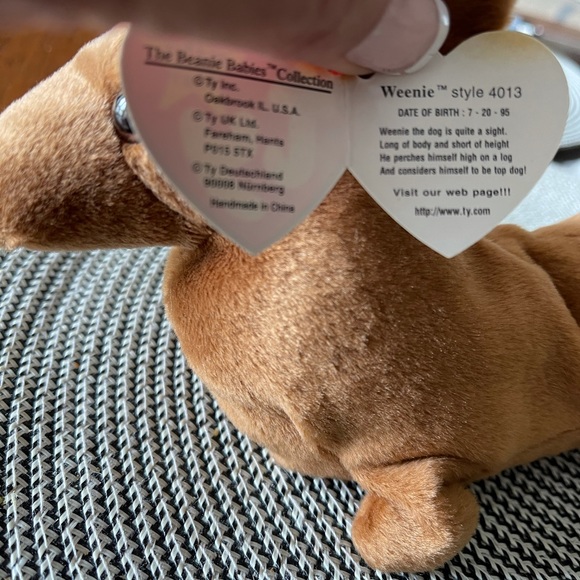 Ty Beanie Baby Dog named Weenie from 1995 - Picture 3 of 6